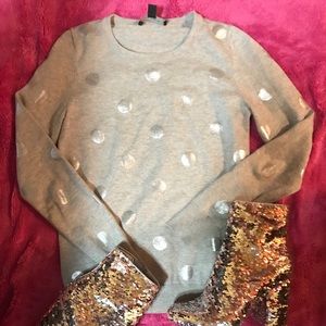Ann Taylor silver foil polka dot sweater